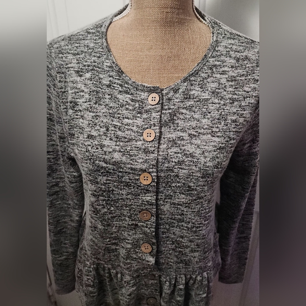 Coco + Jaimeson Gray Cardigan With Ruffled Hem Si… - image 2